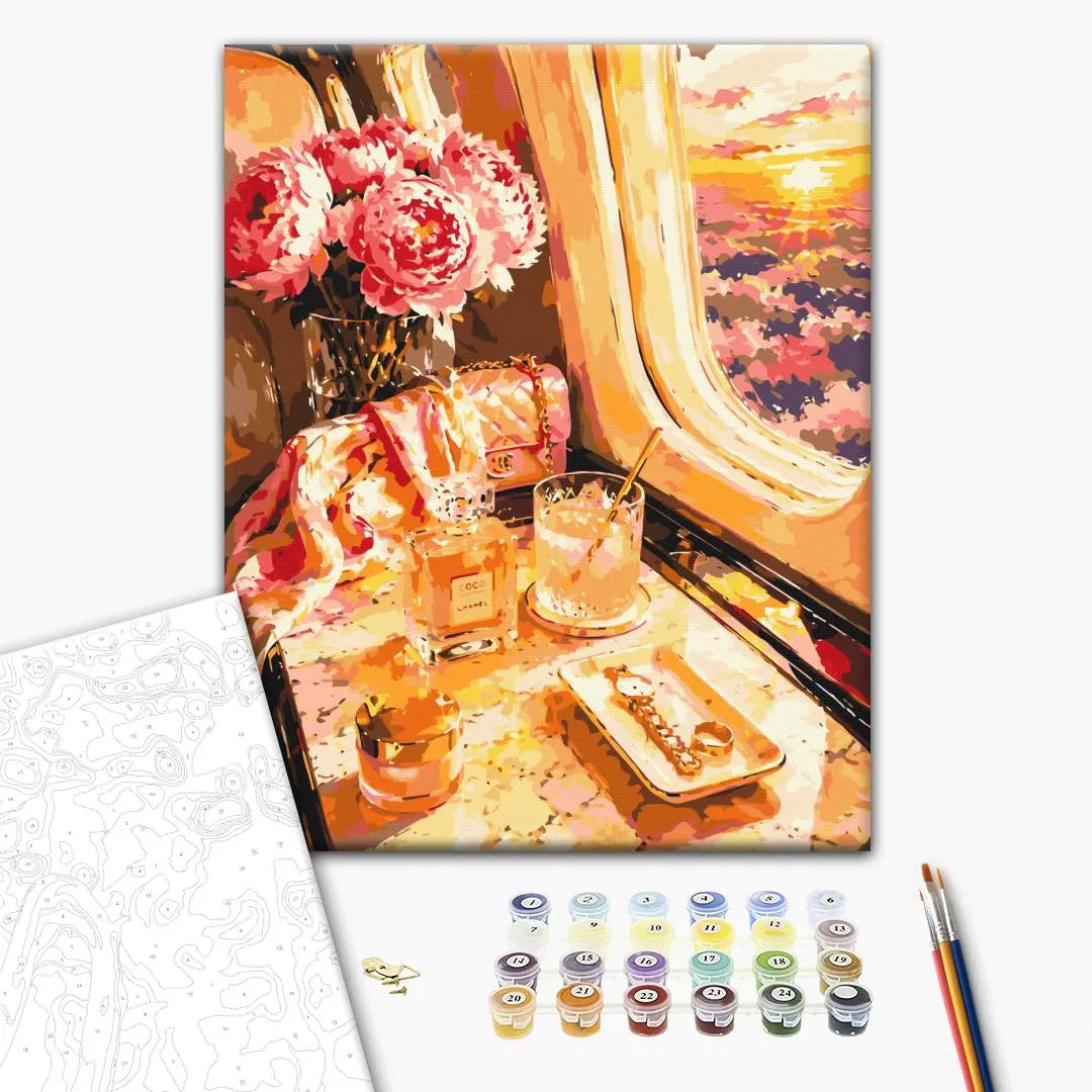 Квіти біля ілюмінатора літака (BS54649)